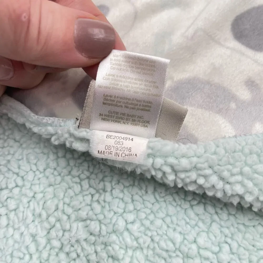 Chick Pea Gray Elephant Baby Security Blanket Mint Green Sherpa 30